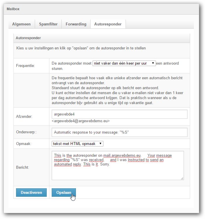 Email autoresponder instellen op een emailaccount  Argeweb